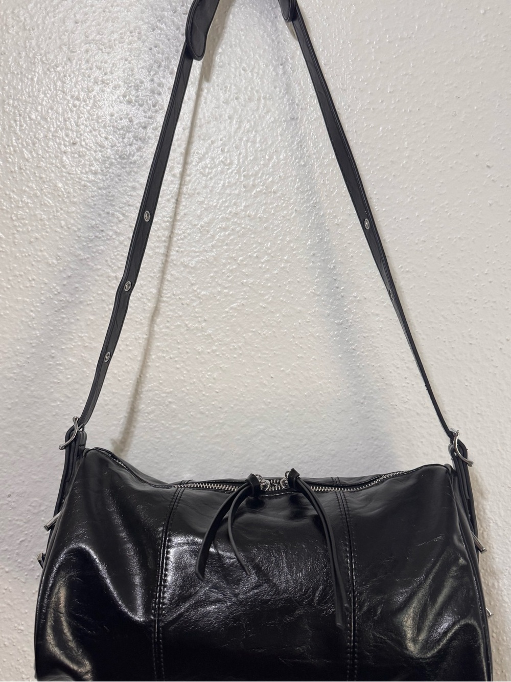 Antik Kraft Black Shoulder Bag with Silver Hardware - Picture 13 of 16
